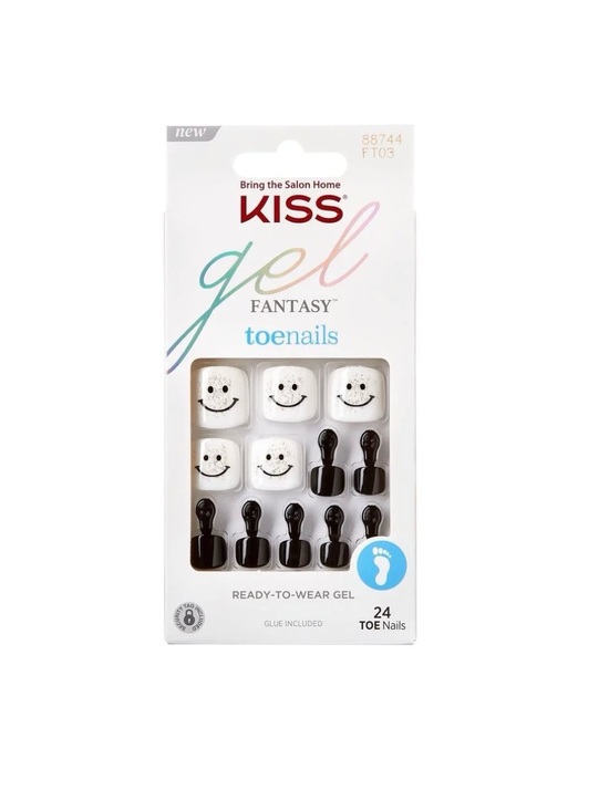 Kiss Other - KISS Gel Fantasy Toenails - White Smiley & Black Accent